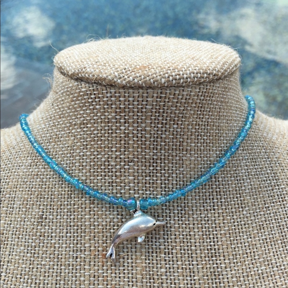Dolphin Pendant Seed Bead Choker